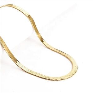 14K gold plated herringbone necklace 16 inches hypoallergenic tarnish resistant
